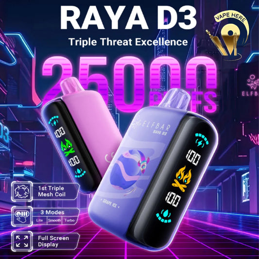 Deluxe Bar RAYA D3 25000 PUFFS 50MG DISPOSABLE VAPE( BUY 1 GET 1 FREE )